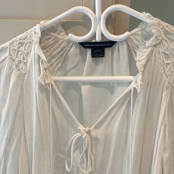 French Connection Long Sleeve Flowy White Blouse - Picture 3 of 6